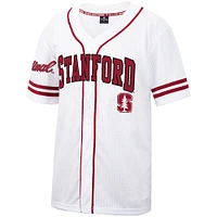 Maillot de baseball boutonné en maille Colosseum Stanford Cardinal Free Spirited pour hommes, blanc