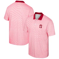 Men's Colosseum White Stanford Cardinal Print Stripe Polo