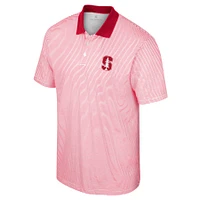 Men's Colosseum White Stanford Cardinal Print Stripe Polo