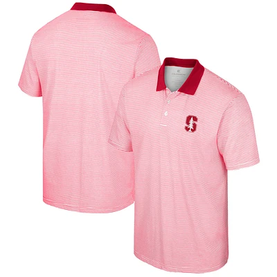 Men's Colosseum White Stanford Cardinal Print Stripe Polo