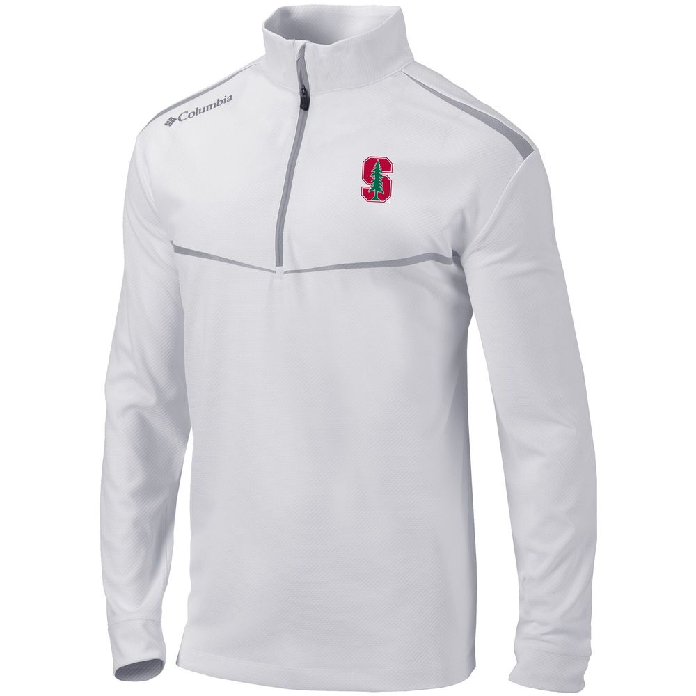 Men's Columbia White Stanford Cardinal Scorecard Quarter-Zip Jacket