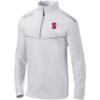 Men's Columbia White Stanford Cardinal Scorecard Quarter-Zip Jacket