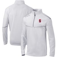 Men's Columbia White Stanford Cardinal Scorecard Quarter-Zip Jacket