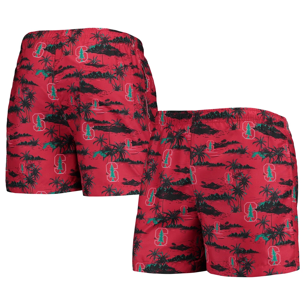 Men's FOCO Cardinal Stanford Island Palm Swim Trunks