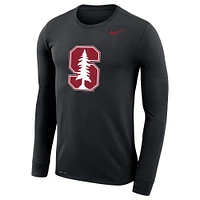 T-shirt à manches longues Nike Stanford Cardinal Legend Wordmark Performance pour homme, noir