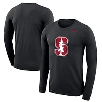 T-shirt à manches longues Nike Stanford Cardinal Legend Wordmark Performance pour homme, noir