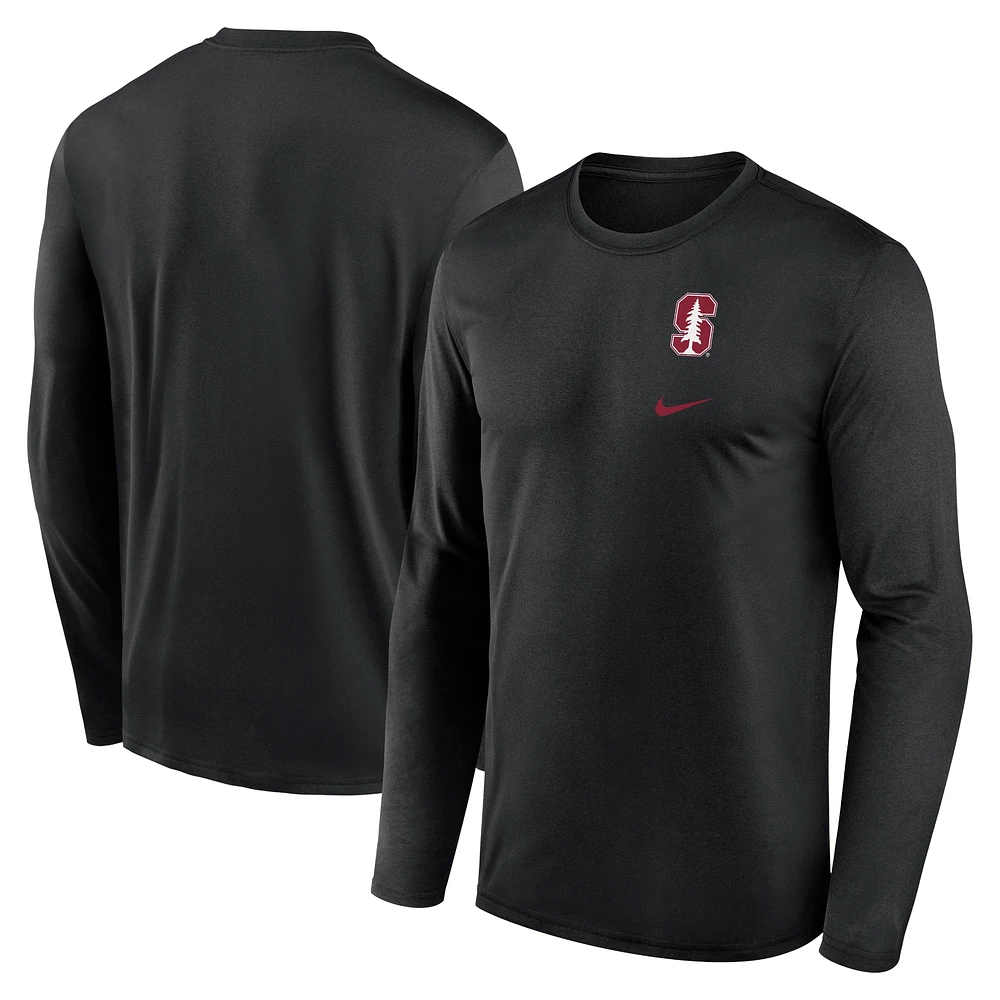 T-shirt à manches longues Nike Stanford Cardinal Primary Stack Legend pour homme, noir