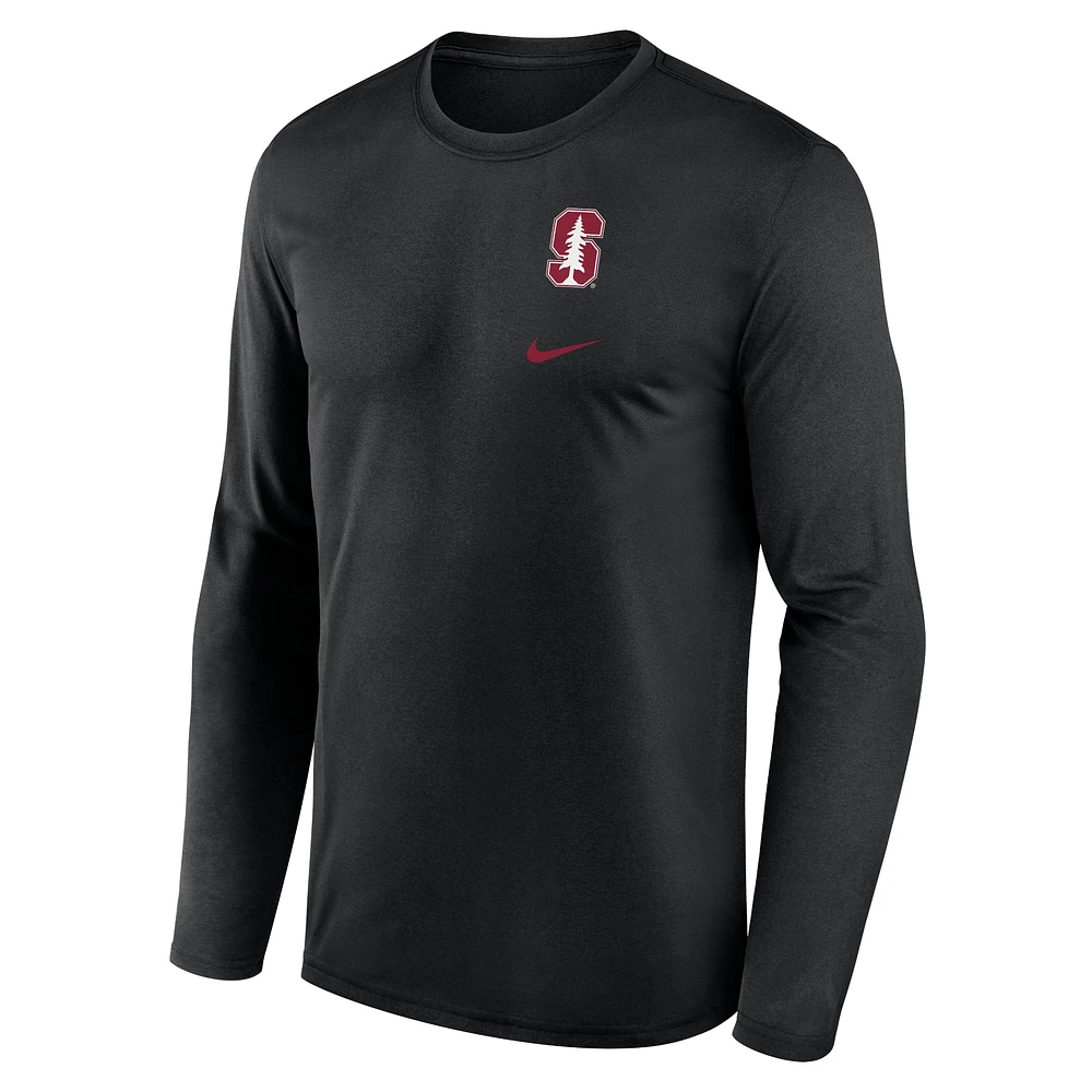 T-shirt à manches longues Nike Stanford Cardinal Primary Stack Legend pour homme, noir