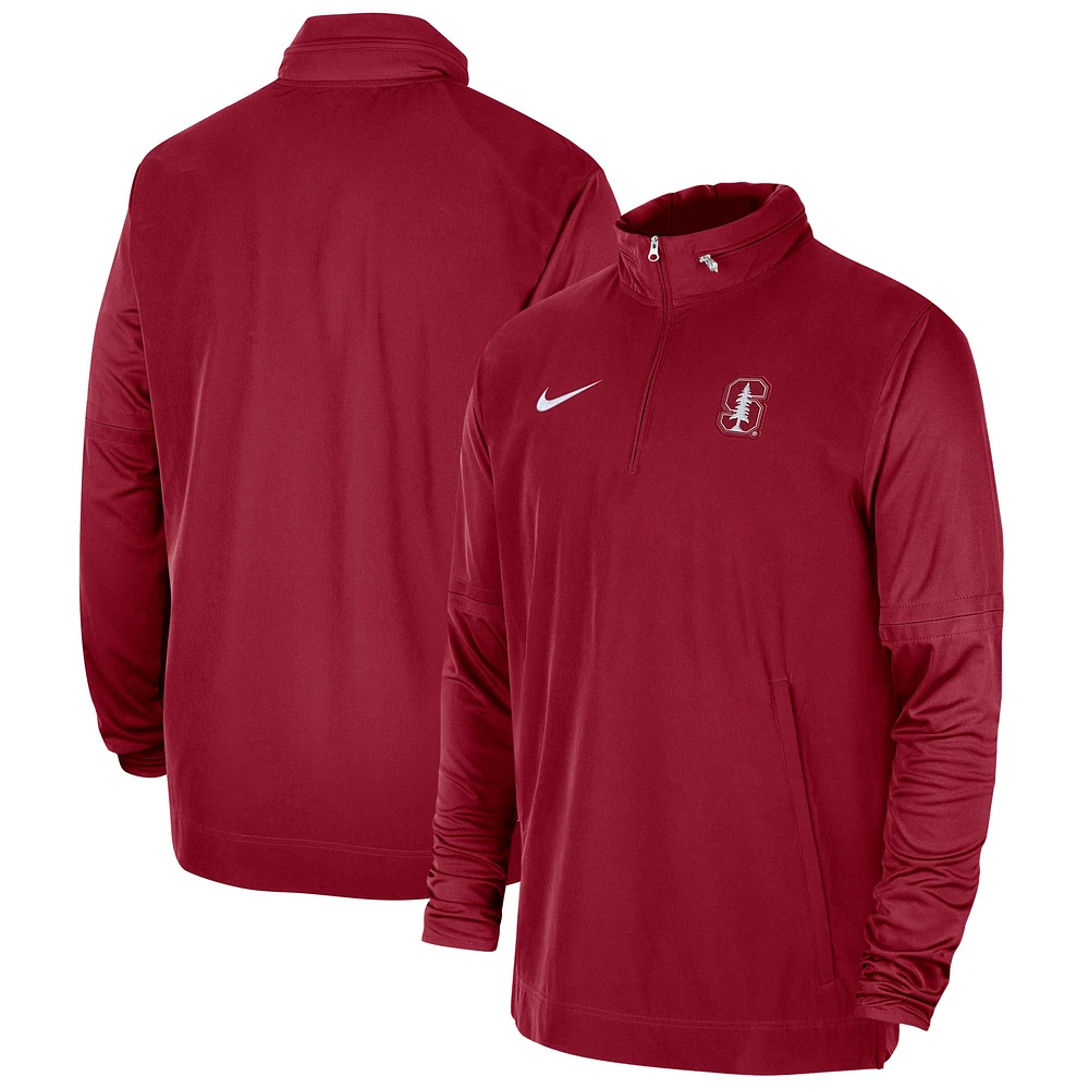 Men's Nike Cardinal Stanford 2023 Coach Half-Zip Hooded Jacket