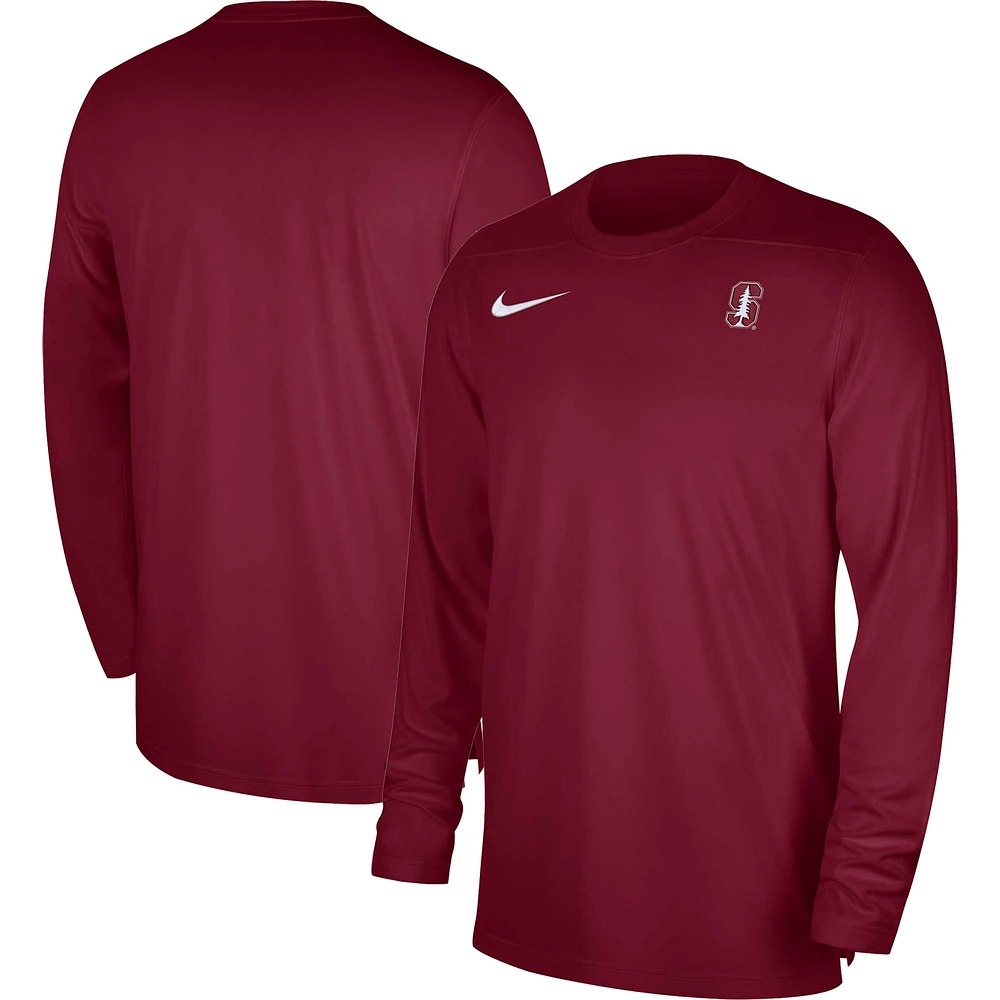 Men's Nike Cardinal Stanford 2023 Sideline Coaches Long Sleeve Performance Top