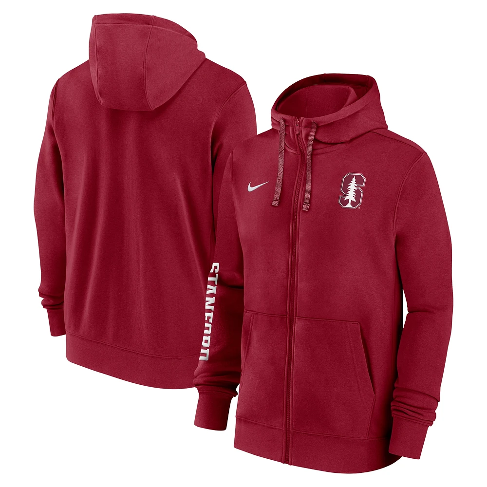 Sweat à capuche entièrement zippé Nike Cardinal Stanford 2024 Sideline pour homme