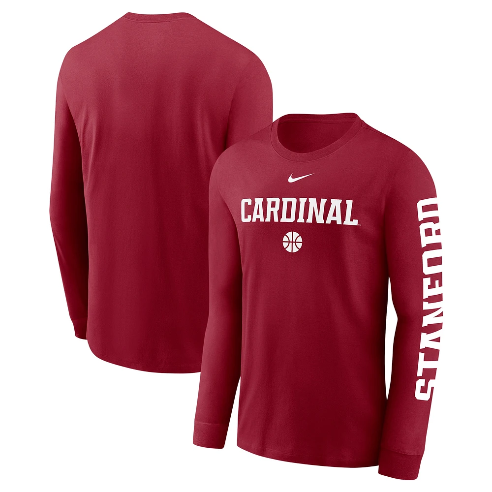 T-shirt à manches longues Nike Cardinal Stanford Basketball Icon Two-Hit pour homme