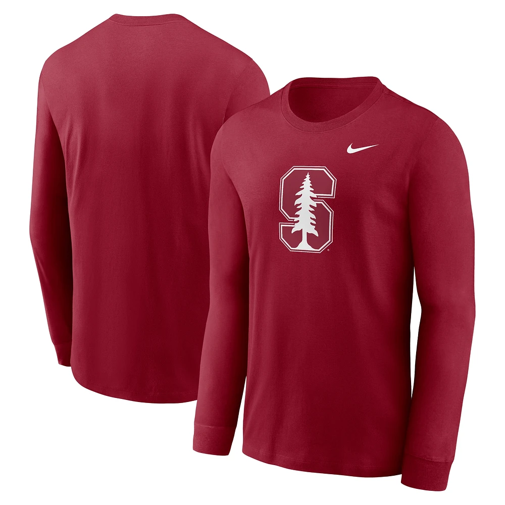 T-shirt à manches longues avec logo principal Nike Cardinal Stanford pour homme