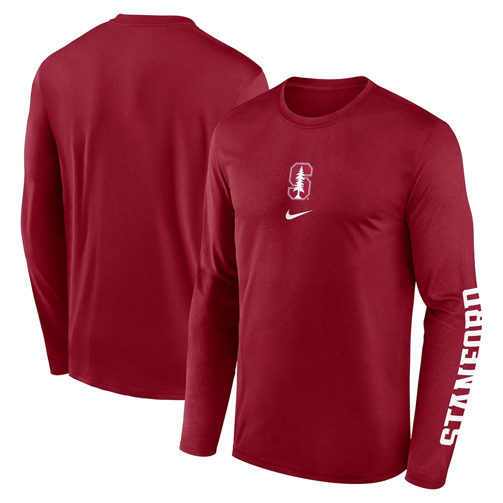 T-shirt à manches longues Nike Stanford Cardinal Primetime Center Lockup pour homme avec légende deux coups