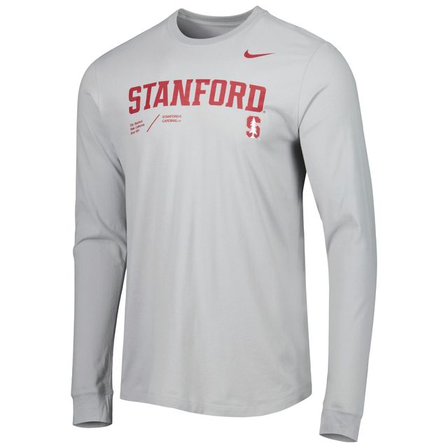 T-shirt à manches longues Nike Stanford Cardinal Team Practice Performance pour homme, gris