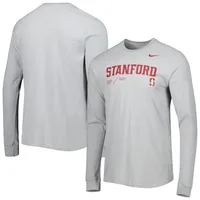 T-shirt à manches longues Nike Stanford Cardinal Team Practice Performance pour homme, gris