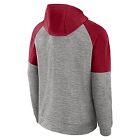 Sweat à capuche zippé Nike Stanford Cardinal Fitness Performance Raglan gris chiné pour homme