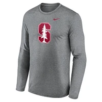 Men's Nike Heather Gray Stanford Cardinal Primetime Primary Legend Long Sleeve T-Shirt