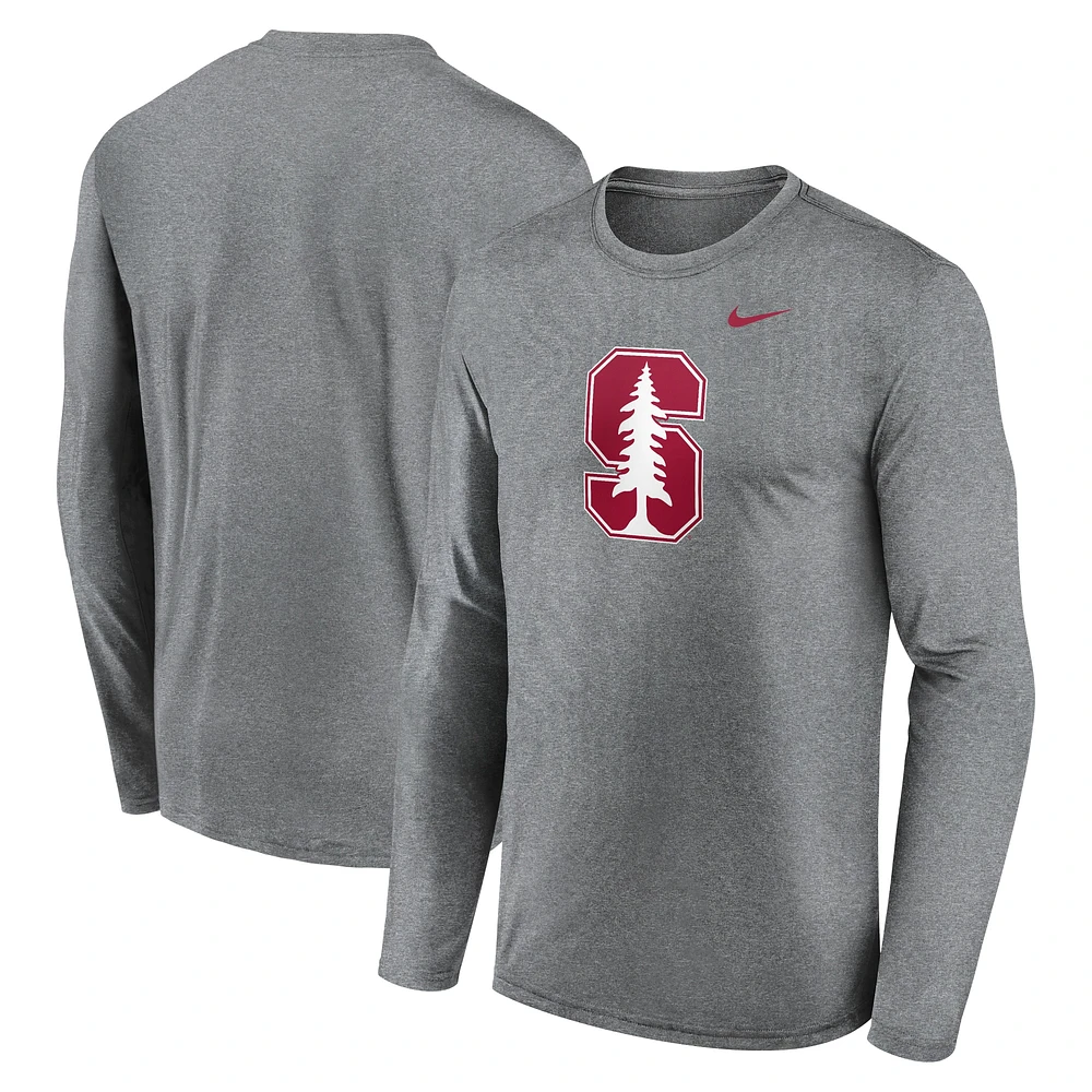 T-shirt à manches longues Nike Stanford Cardinal Primetime Primary Legend gris chiné pour homme