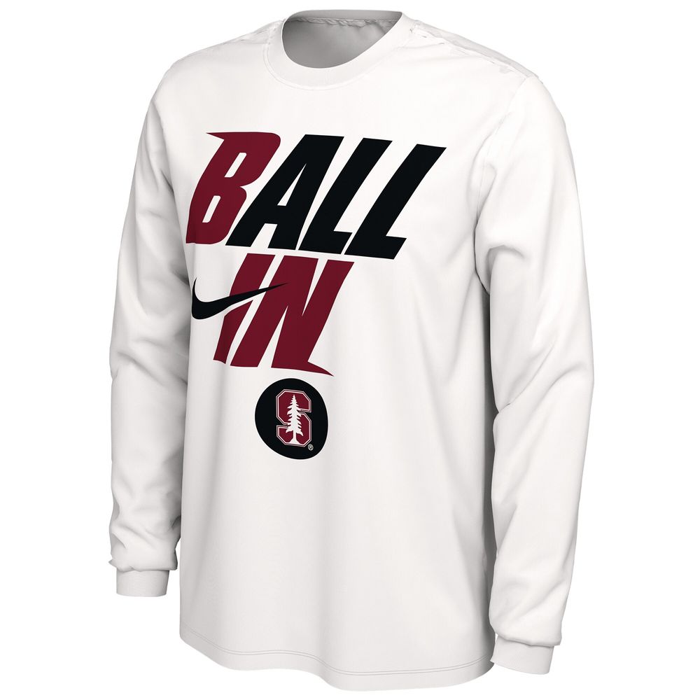 Men's Nike White Stanford Cardinal Ball Bench Long Sleeve T-Shirt