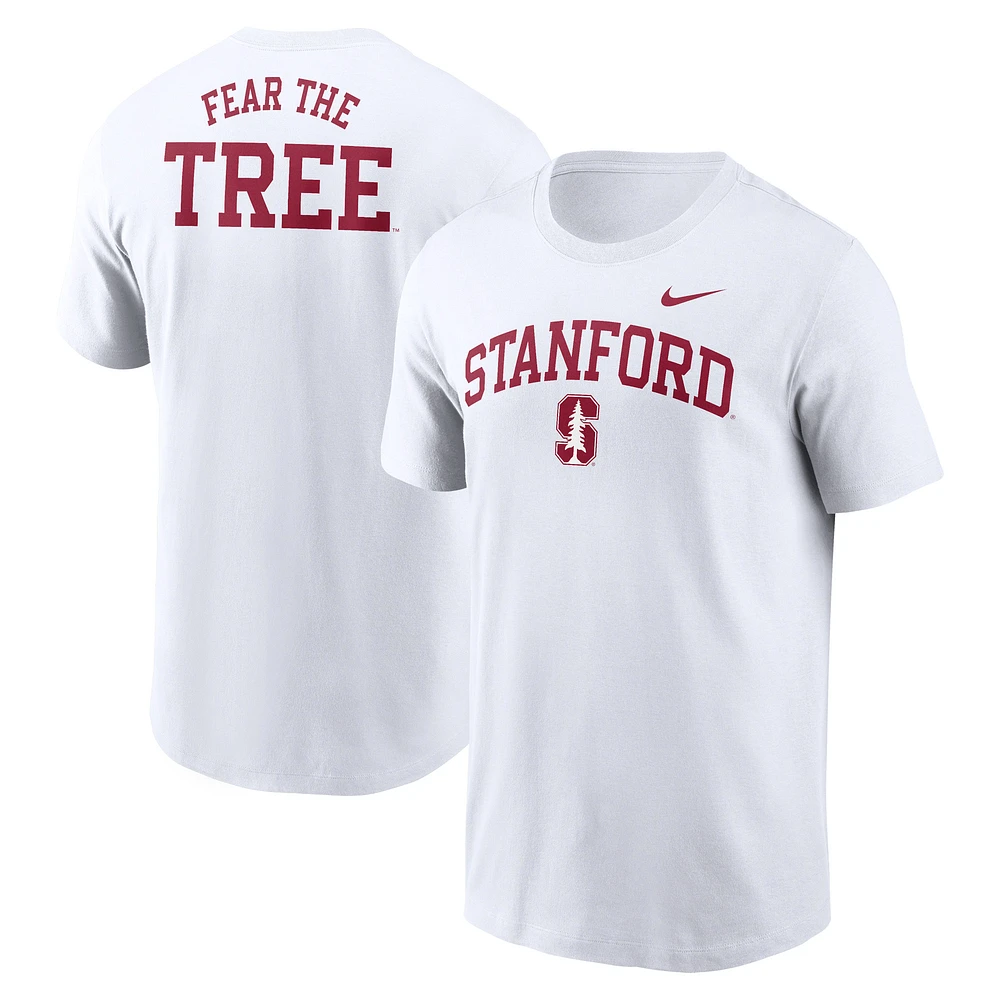 T-shirt Nike Stanford Cardinal Blitz 2-Hit pour homme, blanc