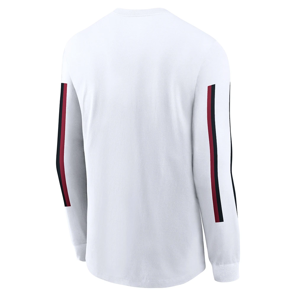 T-shirt Nike à manches longues avec slogan Local Spirit pour homme, blanc, Stanford Cardinal