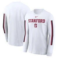 T-shirt Nike à manches longues avec slogan Local Spirit pour homme, blanc, Stanford Cardinal