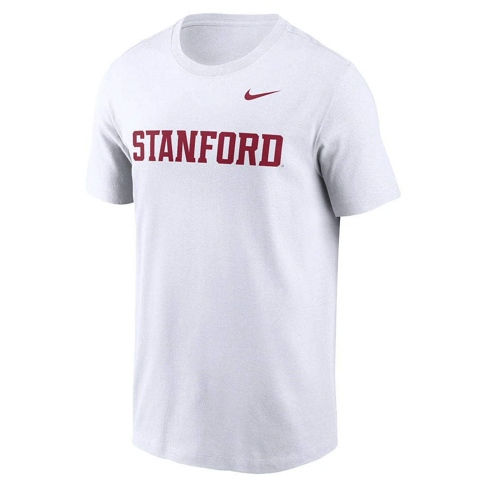 T-shirt Nike Stanford Cardinal Primetime Wordmark pour homme, blanc