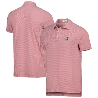 Men's Peter Millar Cardinal Stanford Jubilee Stripe Performance Polo