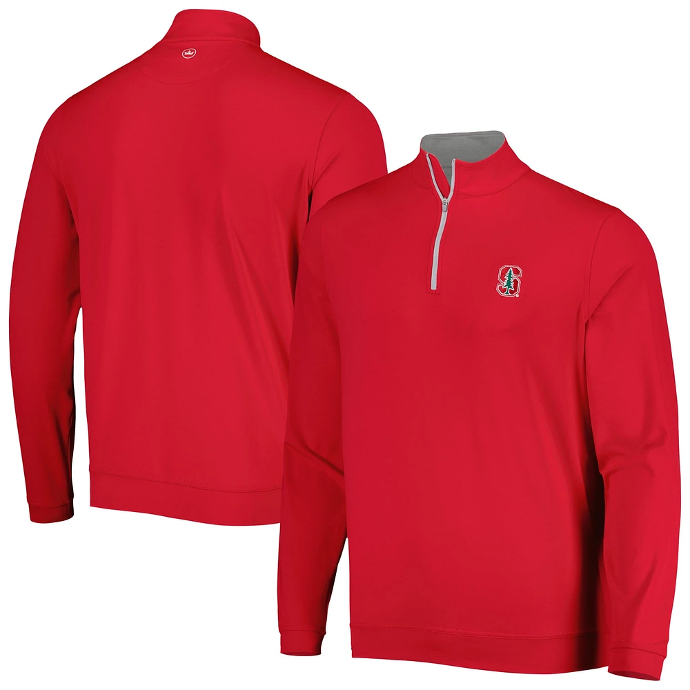 Men's Peter Millar Cardinal Stanford Perth Quarter-Zip Top