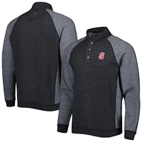 Men's Tommy Bahama Black Stanford Cardinal Sport Scrimmage Snap Mock Neck Raglan Button-Up Jacket