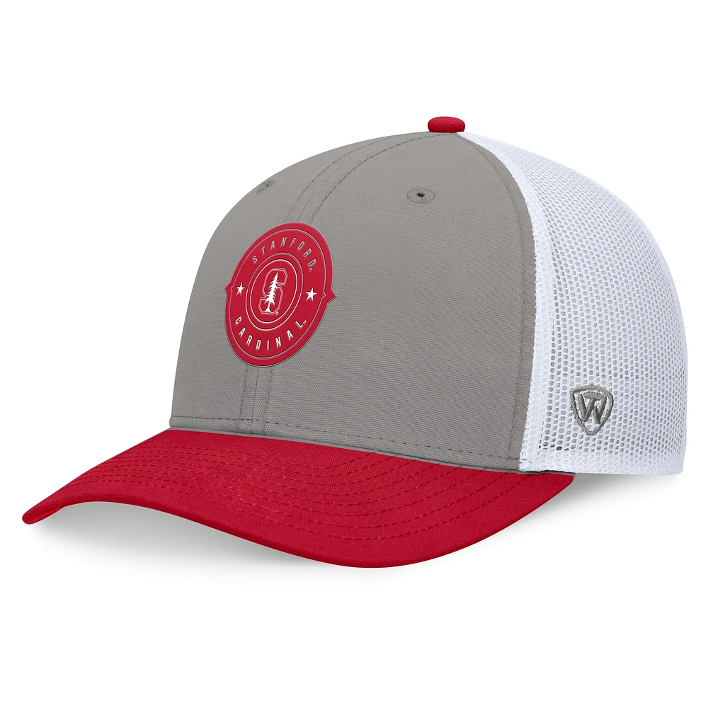 Casquette réglable Top of the World gris/Cardinal Stanford Cardinal Rob Trucker pour hommes