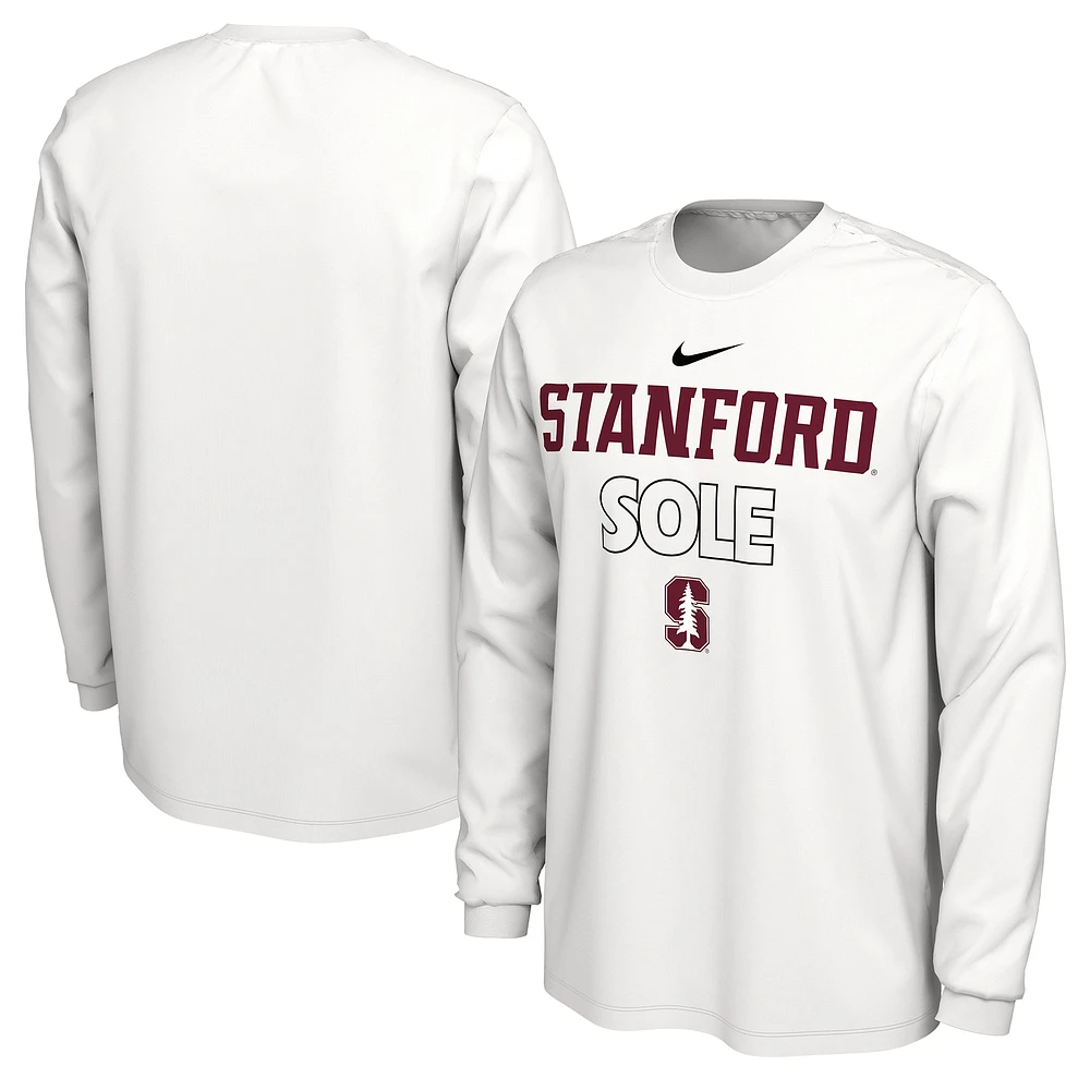 T-shirt Nike à manche longue Stanford Cardinal 2023 On Court Bench blanc