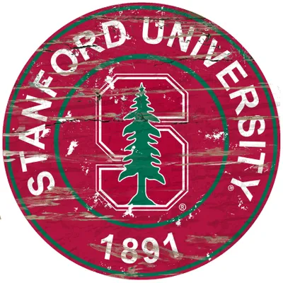 Stanford Cardinal 23.5" Distressed Round Sign