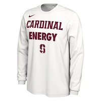 T-shirt unisexe à manches longues Nike Stanford Cardinal 2024 On-Court Bench Energy blanc