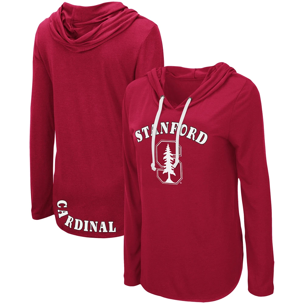 Women's Colosseum Cardinal Stanford My Lover Lightweight Hooded Long Sleeve T-Shirt