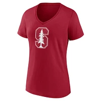 T-shirt à col en V avec logo Cardinal Stanford Fanatics pour femmes