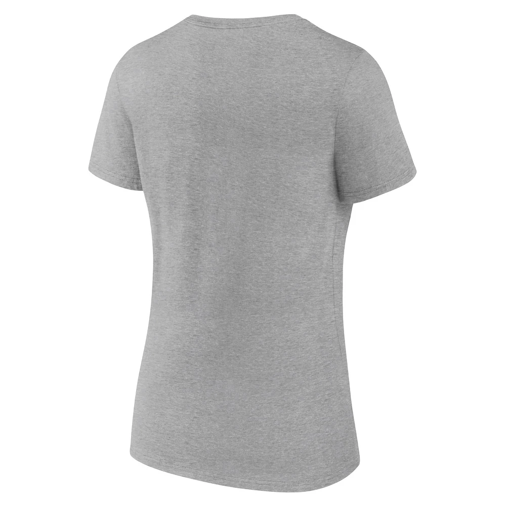 T-shirt à col en V Fanatics Heather Grey Stanford Cardinal Basic Arch pour femmes