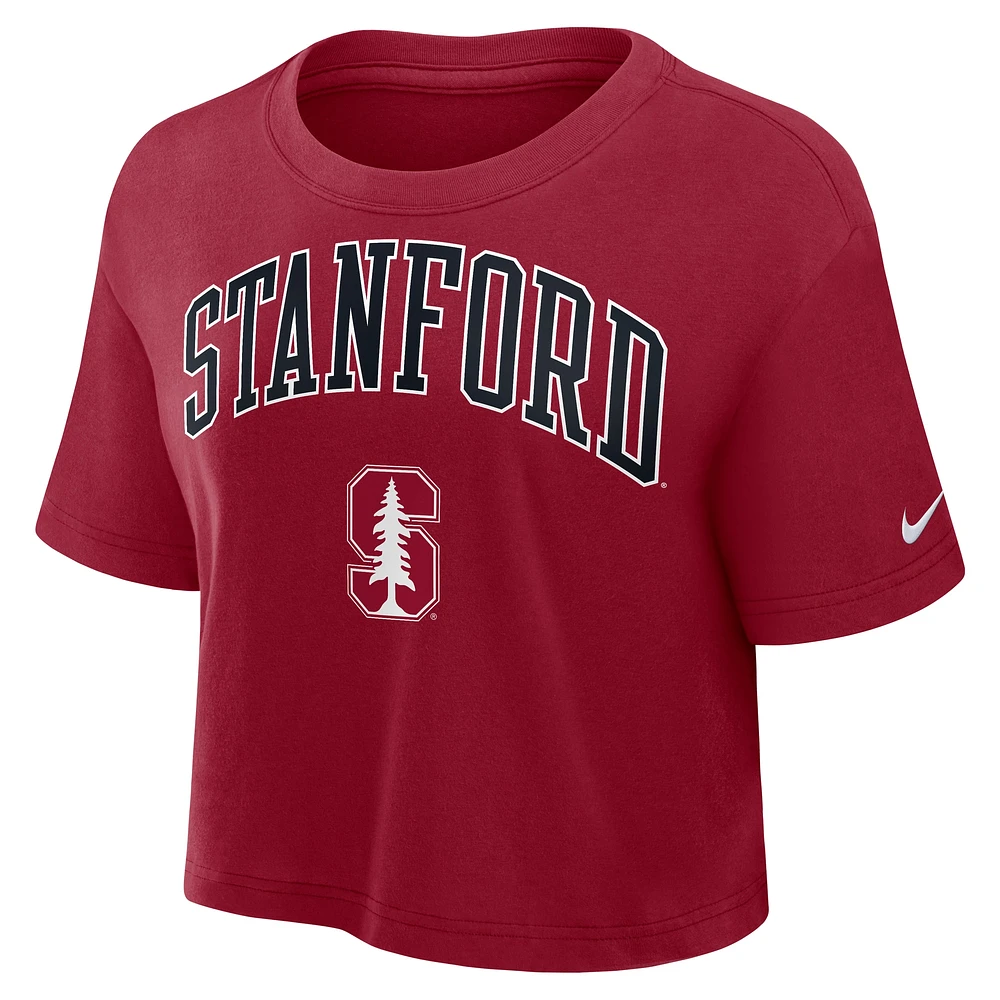 Women's Nike Cardinal Stanford Athletic Prep Arch Performance Cropped T-Shirt