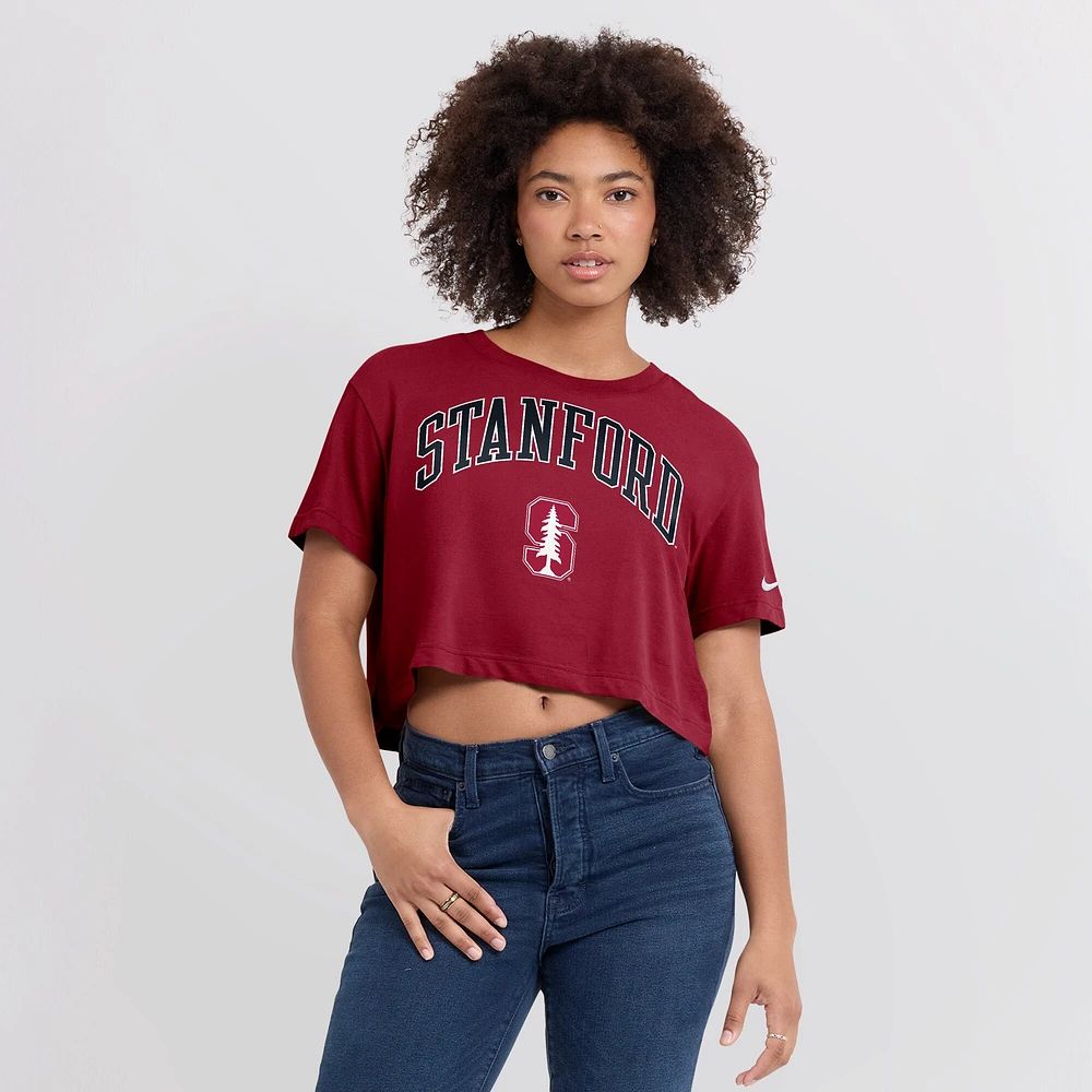 Women's Nike Cardinal Stanford Athletic Prep Arch Performance Cropped T-Shirt