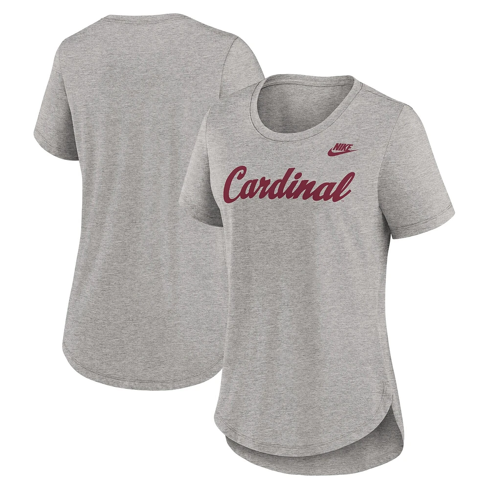 T-shirt Nike Stanford Cardinal Legacy Tri-Blend gris chiné pour femme