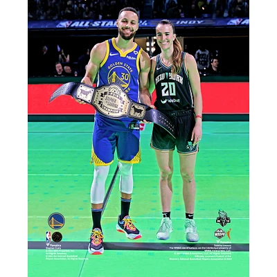 Stephen Curry Golden State Warriors & Sabrina Ionescu New York Liberty Unsigned 2024 NBA All-Star 3-Point Challenge Championship Belt Photograph
