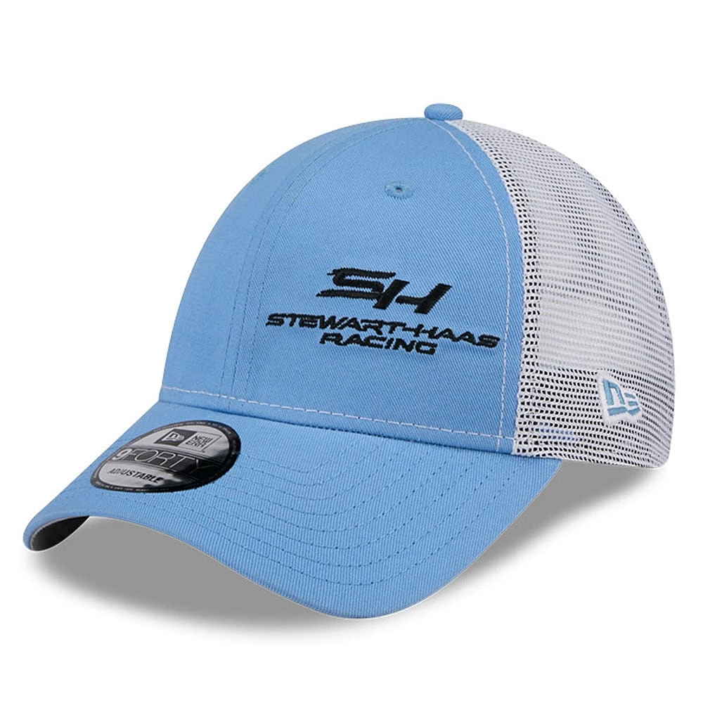 Men's New Era  Light Blue Stewart-Haas Racing 9FORTY Trucker Adjustable Hat