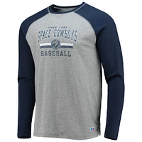 Men's Navy/Heathered Gray Sugar Land Space Cowboys Long Sleeve Baseball T-Shirt
