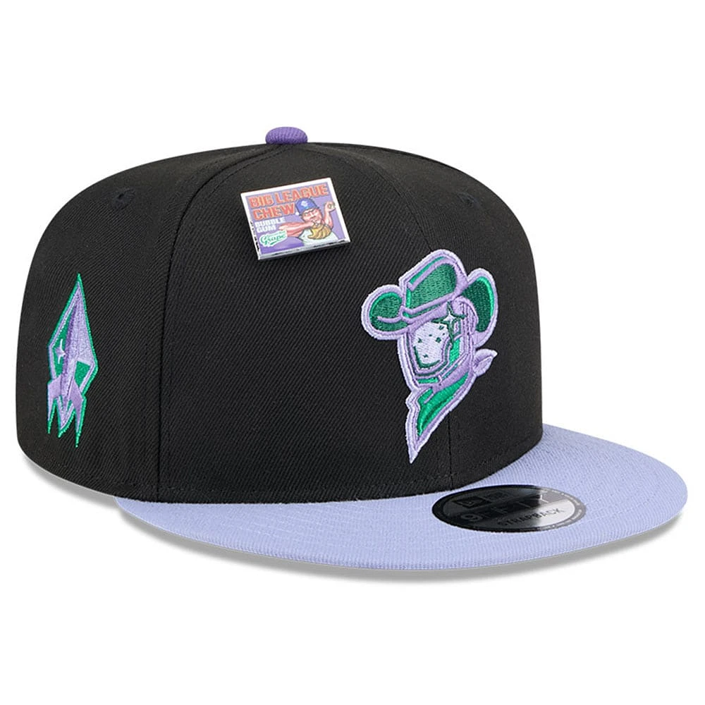 Men's New Era Black/Purple Sugar Land Space Cowboys Grape Big League Chew Flavor Pack 9FIFTY Snapback Hat