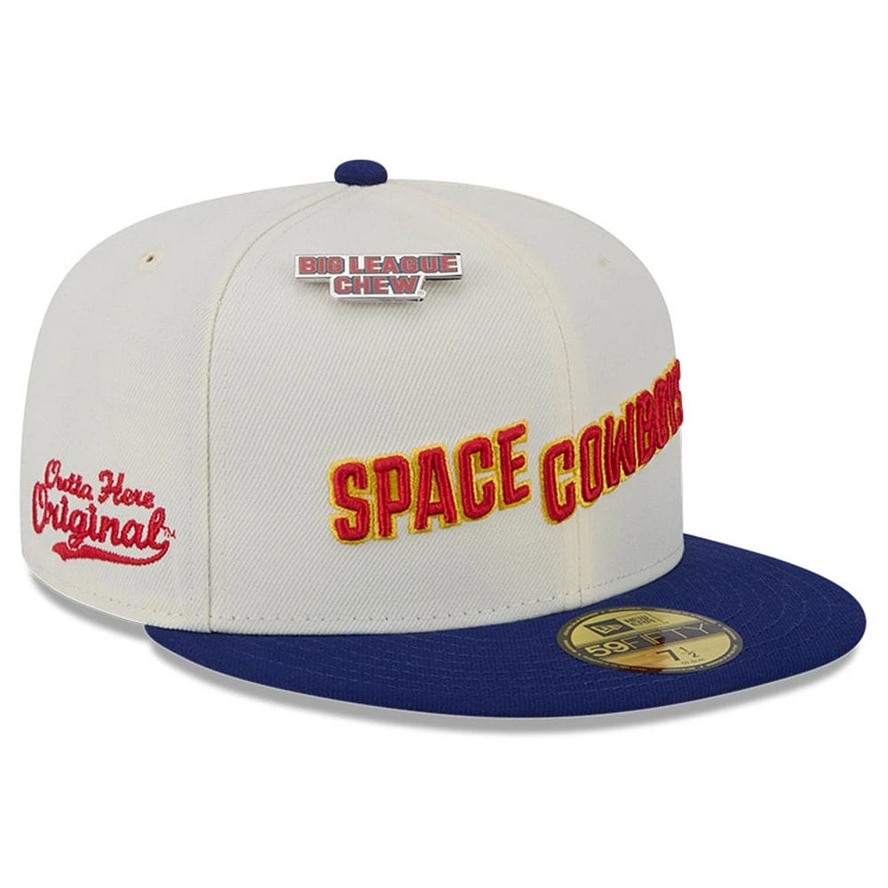 Men's New Era White Sugar Land Space Cowboys Big League Chew Original 59FIFTY Fitted Hat