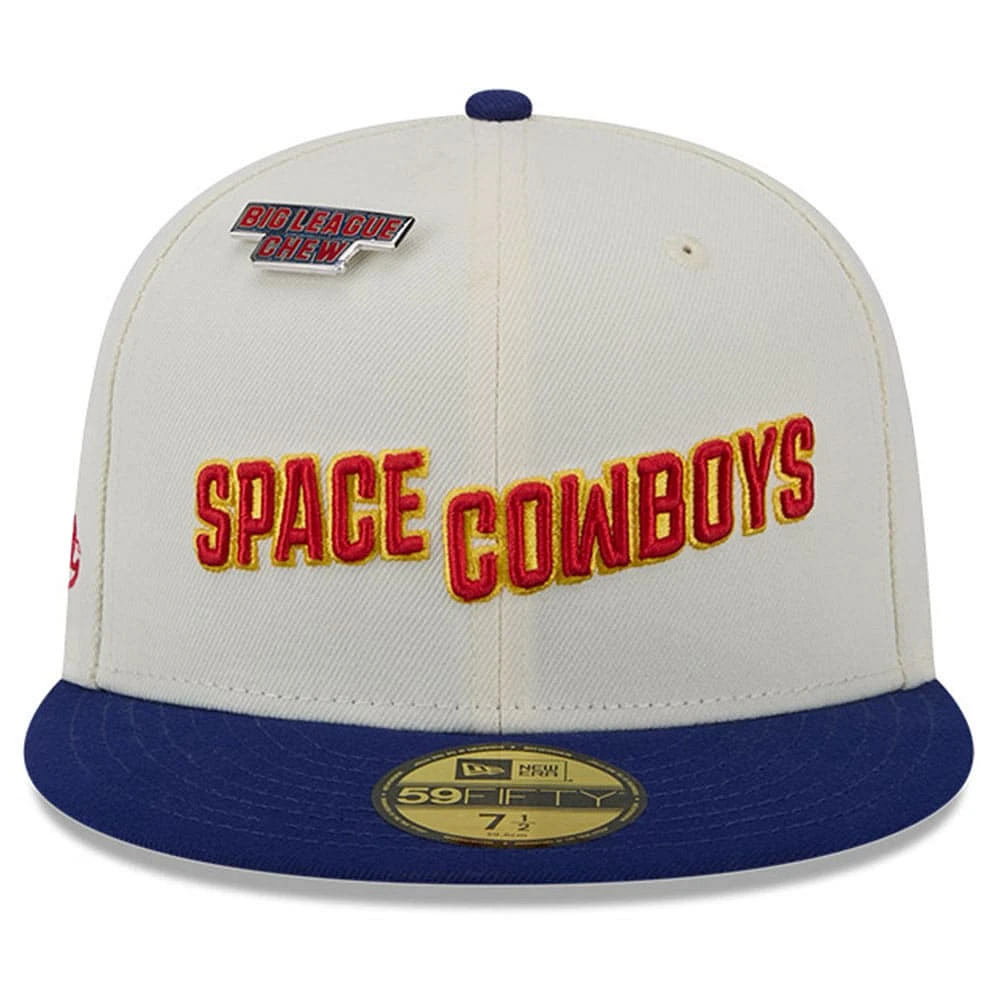 Casquette ajustée 59FIFTY originale White Sugar Land Space Cowboys Big League Chew New Era pour hommes