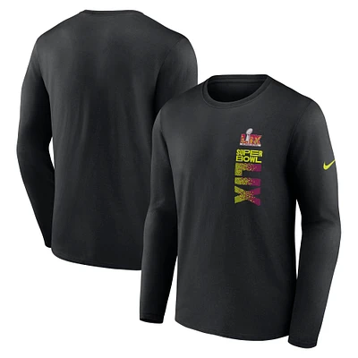 T-shirt à manches longues Nike Super Bowl LIX Legend pour homme, noir