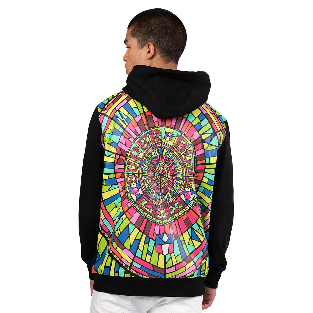 Men's Starter Black Super Bowl LIX Stained Glass Pullover Hoodie