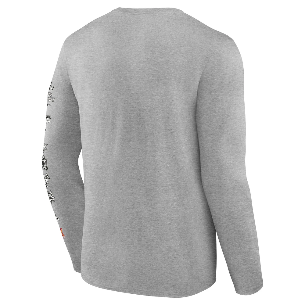 T-shirt à manches longues Fanatics Heather Grey pour hommes, hôte du Super Bowl LIX